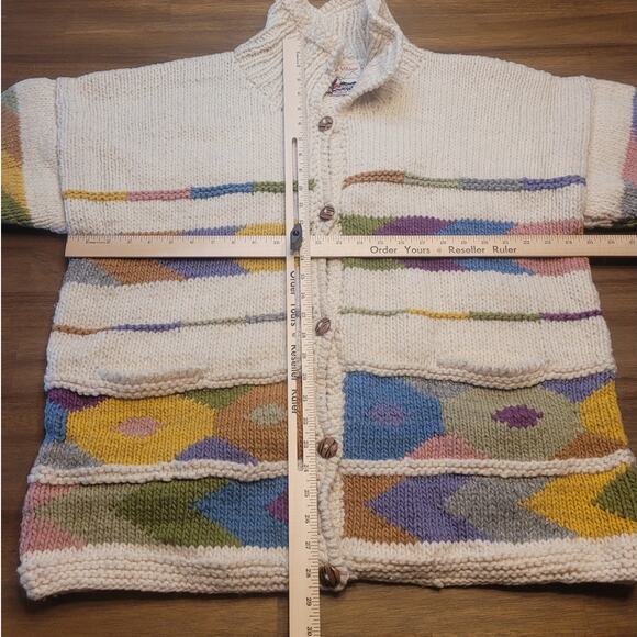 Quichua Village Wool Sweater M-XL Art Aztec Floral Lagenlook Amano Style EUC - Picture 4 of 9